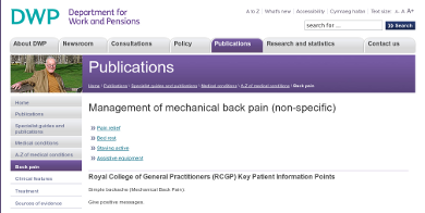 Management of mechanical back pain